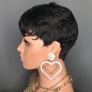 Pixie Cut Wig Human Hair Short Human Hair Wigs for Black Women Short Cut Natural Wavy Wigs