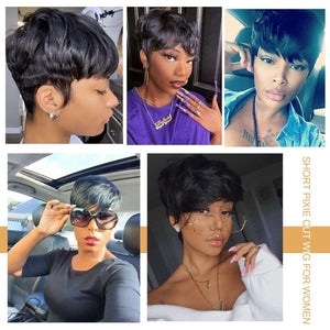 Short Wigs for Black Women Black Pixie Cut Wig Short Layered Pixie Wigs