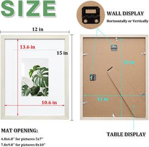 Set of 4 11x14 Picture Frames Made of Solid Wood with Plexiglass, Display Pictures 5x7/8x10 with Mat or 11x14 Without Mat