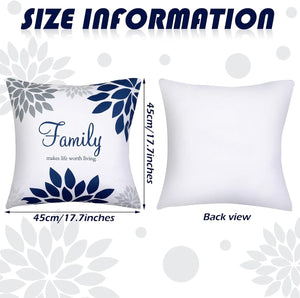 4 Pcs Yellow Flower Navy Pillow Covers Square Pillow Cushion Cases 18x18 Inch, Family Faith Hope Love Words