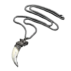 Men's Fashion Jewelry Silver Viking Dragon Ivory Pendant Necklace