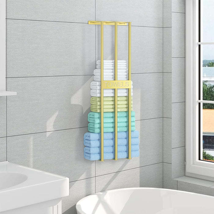 3 Bar Towel Storage for Small Bathroom, 31.5in Bath Towel Holder for Rolled Towels, Gold