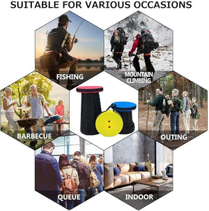 Upgraded Collapsible Stool, 400lbs Max Weight, Lightweight But Sturdy, Portable Retractable Folding Telescoping Foldable Camping Stool for Adults Outdoor Fishing Hiking Travel BBQ