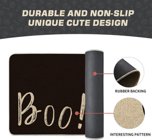 Ghost Boo Decorative Doormat, Seasonal Fall Halloween Holiday Low-Profile Floor Mat Switch Mat for Indoor Outdoor 17 x 29 Inch