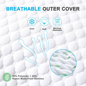 Cooling Bed Pillows Queen Size Set of 2, Shredded Memory Foam Pillows Cool Cold Pillow for Side Back Stomach Sleepers