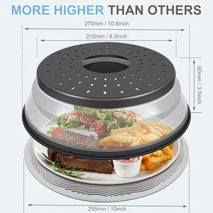 10 Inch Microwave Food Cover & Collapsible Silicone Mat - Splatter Guard, Plate Holder & Kitchen Colander for Meal Prep