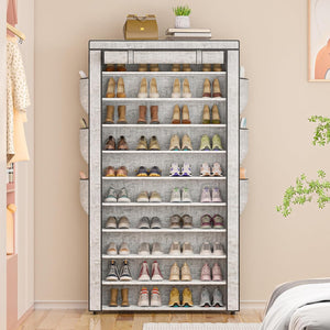 10Tier Large Capacity 50-56Pairs Beautiful Tall Shoe Shelf Free Standing Storage Cabinet Entryway Closet, Multicolor