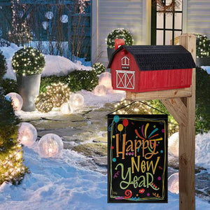 Happy New Year Garden Flag Vertical Double Sized, Balloon Firework Celebration