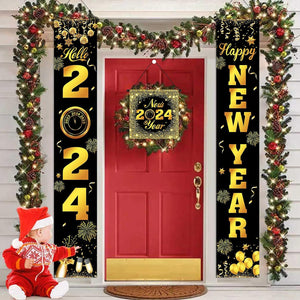 2024 Happy New Year Porch Sign, 3pcs New Years Eve Party Supplies