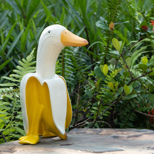 Funny Large Banana Duck Garden Statues Decoration, Weird Duck Gnomes Garden Art