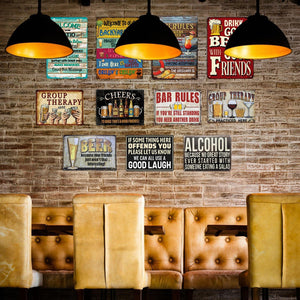 8 Pack Bar Signs Metal Sign Funny Bar Signs for Home Bar Wall for Man Cave Decor