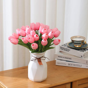 20Pcs Real Touch Faux Fake Tulips Flowers for Home Office Wedding Decor