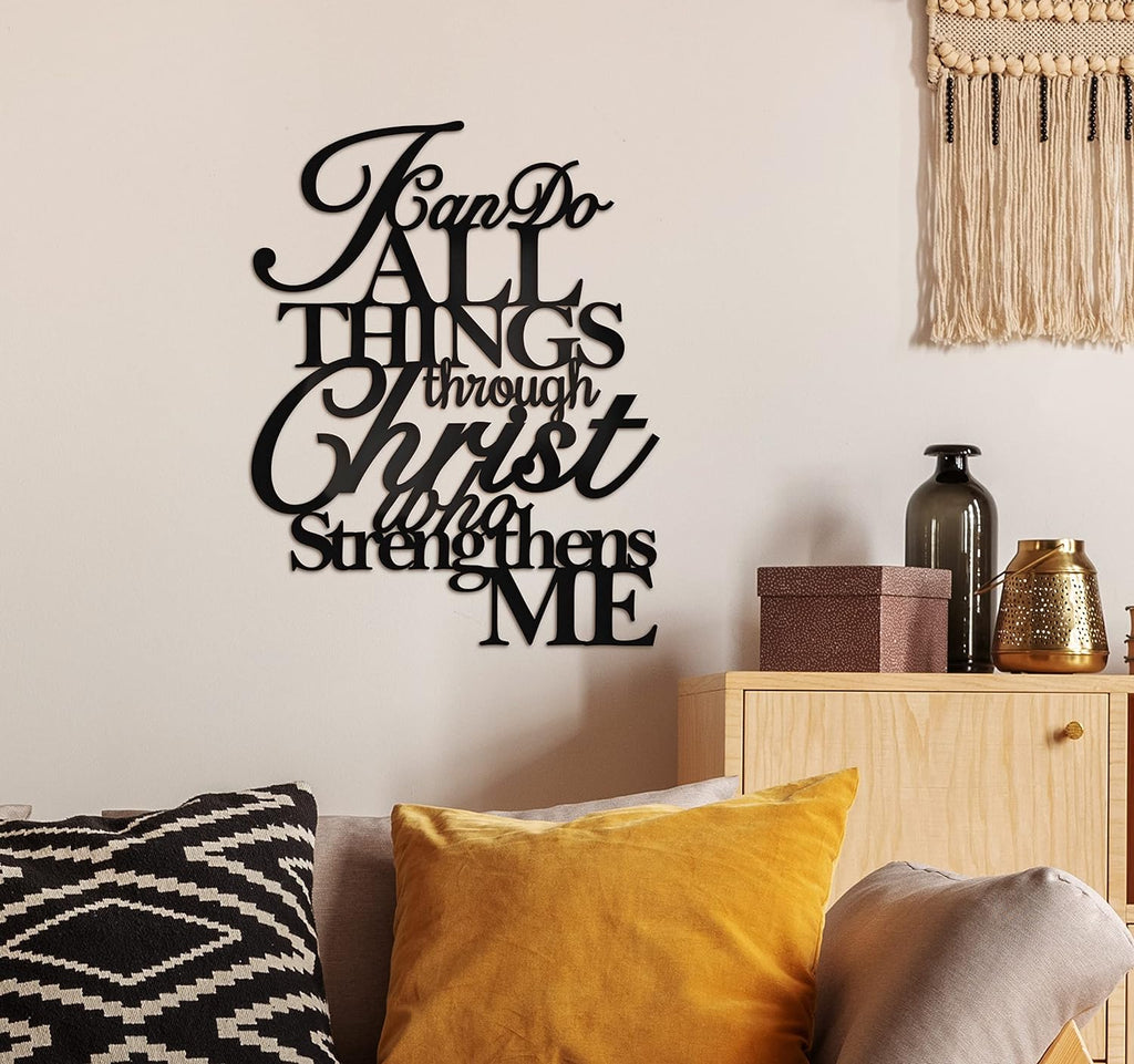 I Can Do All Things Through Christ Metal Wall Art, 17"X13" Home Decor