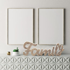 Rustic Wooden Family Sign, Wooden Family Words Decorative Sign, 17 x 6.25 Inch