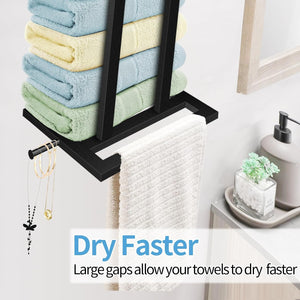 29.5 inch Bathroom Towel Storage Rack with Metal Shelf, Towel Racks for Bathroom Large Towels, Black