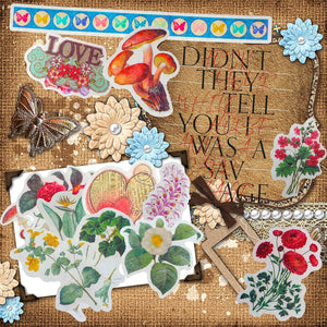 160 Pieces Vintage Scrapbook Stickers Vintage Flower Plant Retro Butterfly Mushroom Decal