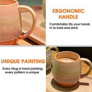 16oz Ceramic Coffee Mugs for Men/Women - Set of 2 with Spoons