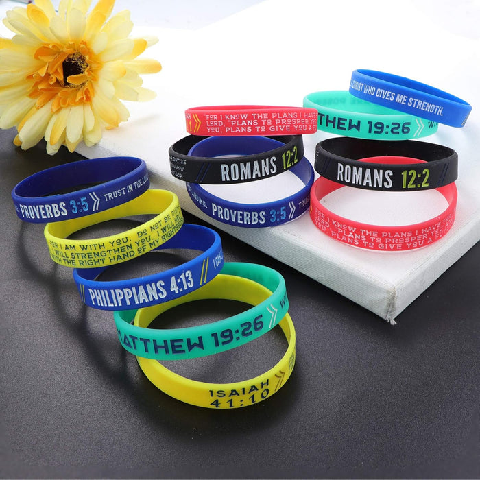 12Pcs Silicone Wristbands Bracelet for Men Women Rubber Bracelet Gifts