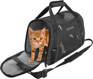 Soft-Sided Pet Travel Carrier for Cats Dogs Puppy Comfort Portable Foldable Pet Bag (Small - Black)