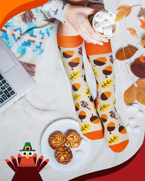 6 Pairs Thanksgiving Socks Autumn Fall Socks Turkey Socks Maple Leaf Pumpkin Socks