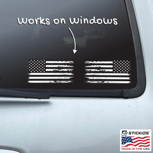 White & Black American Flag Decals (Mirrored 2-Pack) - Thin White Line Stickers for Cars & Windows (5.9 x 3.3 Inches Each)