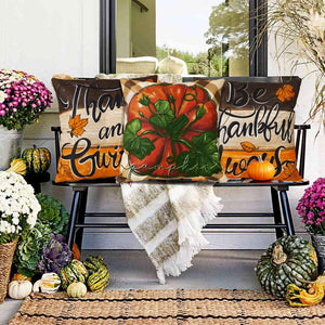 4 Pack Fall Pillow Covers Decoration,18x18in Farmhouse Plaid Bottom Pumpkin Maple Leaf Thanksgiving Throw Pillows Cushion Case