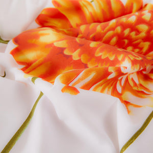 Duvet Cover Queen Size Soft Floral Comforter Cover Set with Zipper Closure Orange Sunflower Flowers Bedding Set for All Seasons 3 Pieces（1 Duvet Cover 90"x90", 2 Pillowcases）