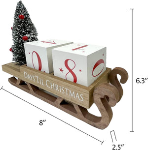 Christmas Countdown Blocks Santa Sleigh Advent Calendar 99 Days Christmas Tree Decorations Wooden Farmhouse Rustic Sign