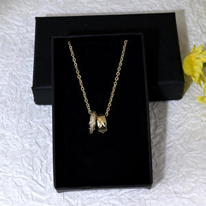 14K Gold Plated Pendant Necklace for Women Cubic Zirconia Necklace Hypoallergenic Two Tone Necklace