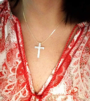 18k Gold Plated Big Cross Pendant Necklace Religious Jewelry for Women