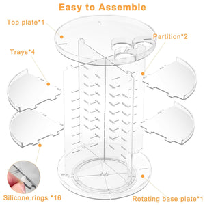 Rotating Makeup Organizer, DIY 8 Adjustable Layers Spinning Skincare Organizer, Clear