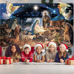 Christmas Decoration Christmas Religious Backdrop Holy Nativity Photography Background Christmas, 73 x 43 In