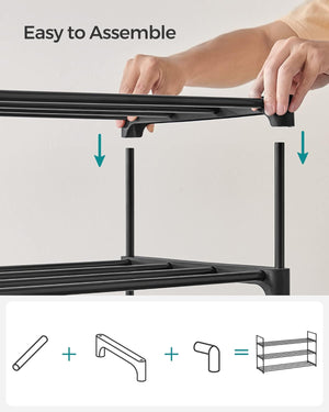 3-Tier Shoe Storage Organizer, Metal Shoe Shelf, 12 to 15 Pairs Shoes, 11.8 x 36.2 x 21.3 Inches