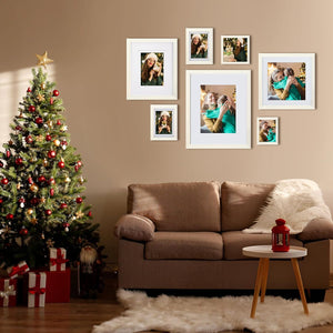 Set of 4 11x14 Picture Frames Made of Solid Wood with Plexiglass, Display Pictures 5x7/8x10 with Mat or 11x14 Without Mat