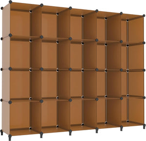 20-Cube Storage Organizer, Closet Organizer Storage Shelf Bookcase Bookshelf with Metal Hammer, Brown