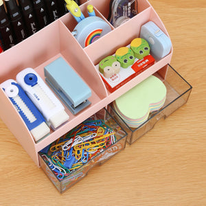 Office Desk Organizer with Drawers for Desktop/Tabletop/Counter, Desk Top Accessories Stationary Organizer Desk Caddy