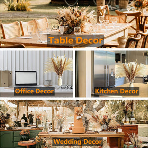 110 PCS of Boho Pampas Grass Decor, Naturally Dried Pompas, Bunny Tails Dried Flowers, and dried eucalyptus. Perfect for Weddings, Boho Party Decorations, and Table Decor