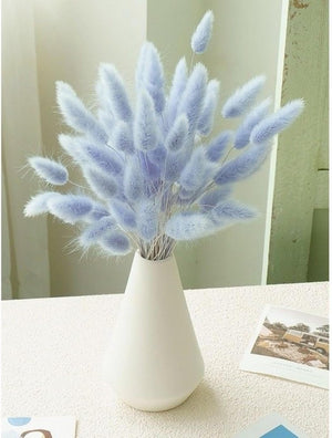 120 PCS Blue Dried Pampas Grass Decor, 17-inch Pompas Floral, Dry Flowers for Decoration, Pampas Grass in Bulk Tall, Blue Bunny Tails Dried Flowers for Boho Wedding Decor