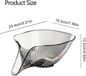 Fruit Cleaning Bowl with Strainer Container, Kitchen Sink Food Collector Drainer (2PCS, Transparent + Gray)