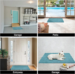 Door Mat, Absorbent Dog Mat (17" x 24"), Machine Washable Dog Mats for Entryway to Clean Dog Feet, Dog Muddy Paws, Patio, Front Door, Back Door, Entry, Mud Room, Outdoor, Indoor (Blue)