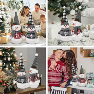 Large Winter Christmas Snowman Plush Decor - 16.5inch Cozy Winter Holiday Decor, 2 Pack