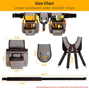 Tool Belt, Familykit Professional Tool Belt Organizer, Adjustable Utility Belt, Heavy Duty Construction Tool Pouch for Electrician, Gardening, Carpenter