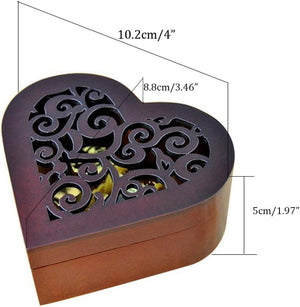 Heart Shaped Vintage Wood Carved Mechanism Musical Box Wind Up Music Box Gift for Christmas/Birthday/Valentine's Day, Melody You are My Sunshine