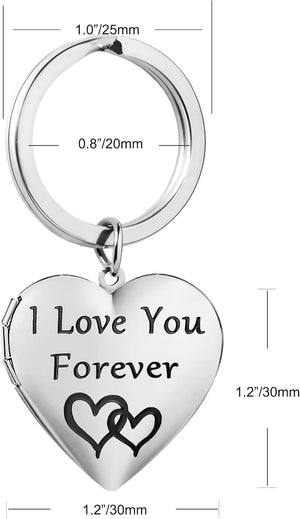 Silver Heart Locket Keychains For Women Black Silver Locket Key chain that Hold Pictures Photo Keychain as Gifts