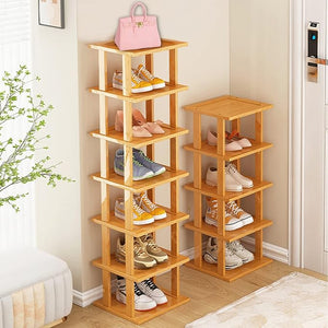 5Tier- Vertical Shoe Rack for Small Spaces, Tall Narrow Shoe Rack Organizer