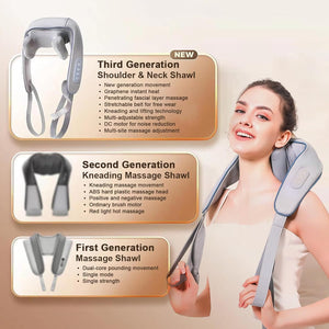 Neck Massager with Heat, 6D Kneading Shiatsu Back Neck Massage, Cordless Headrest, Beige