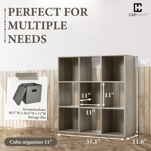 Sturdy Room 11-Inch Cube Storage Organizer Shelf, with Thick Exterior Edge, Rustic Grey Oak