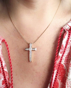 18k Gold Plated Big Cross Pendant Necklace Religious Jewelry for Women