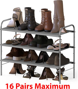 3-Tier Shoe Rack Storage Organizer, Grey