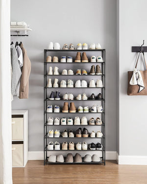 10 Tier Shoe Organizer for Closet Holds Up to 40 Pairs Shoes and Boots, Shoe Shelf with Metal Frame